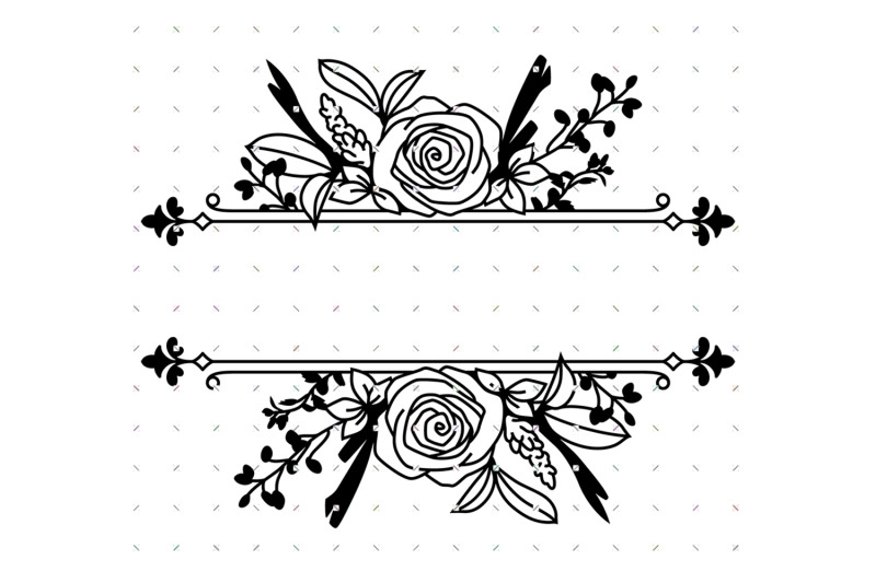 floral-split-frame-monogram-svg-clipart