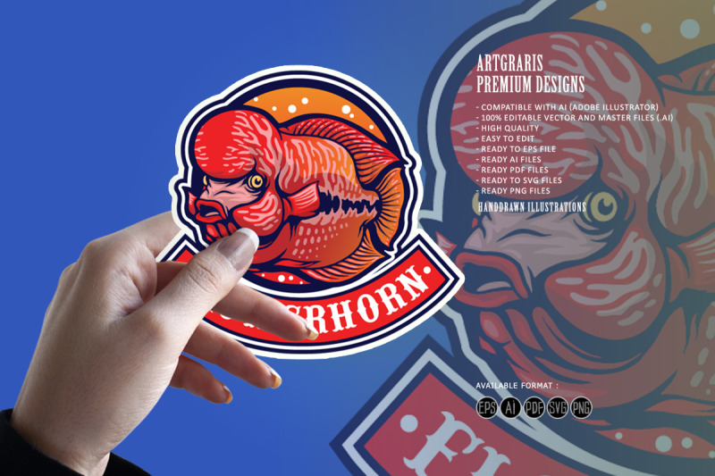 flowerhorn-fish-esport-logo-mascot