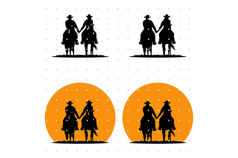 cowboy-and-cowgirl-sunset-svg-clipart