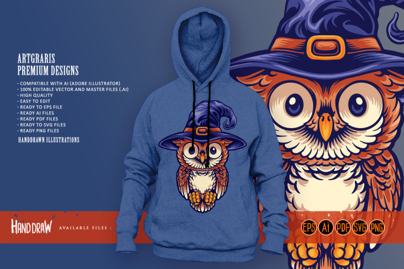 owl-cute-wearing-a-witch-039-s-hat-mascot-illustrations