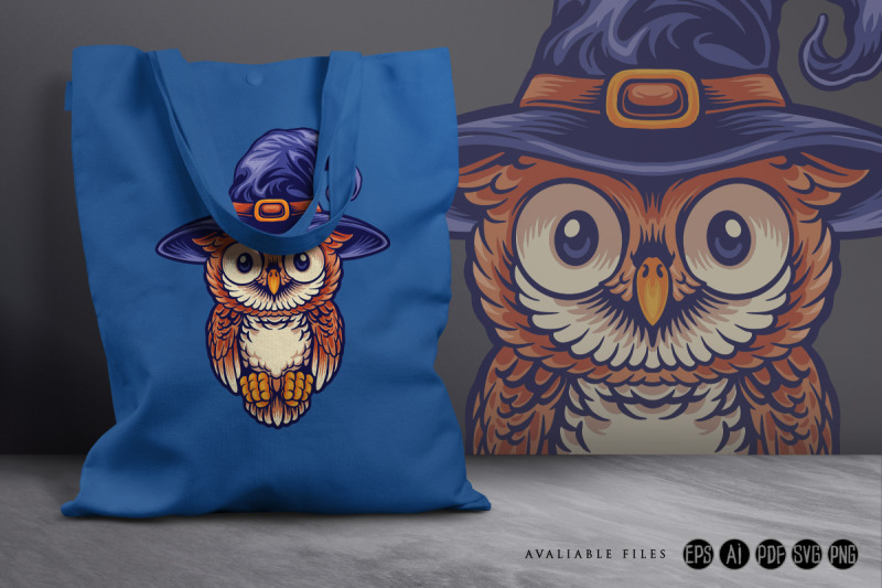 owl-cute-wearing-a-witch-039-s-hat-mascot-illustrations