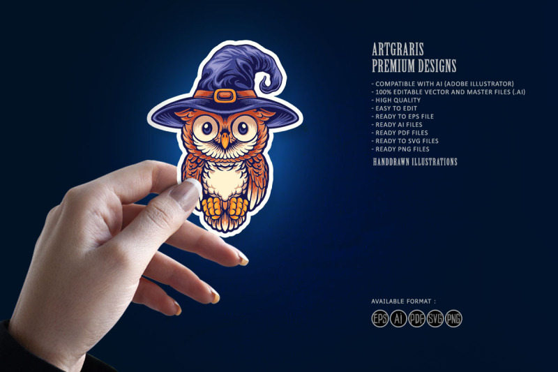 owl-cute-wearing-a-witch-039-s-hat-mascot-illustrations