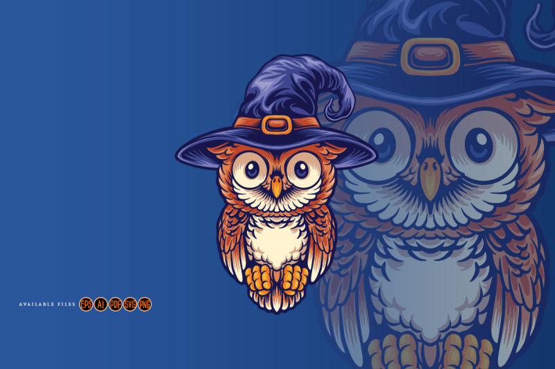 owl-cute-wearing-a-witch-039-s-hat-mascot-illustrations