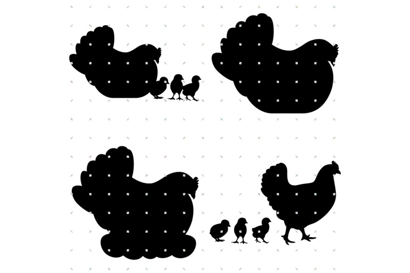mother-hen-with-small-chicks-svg-clipart