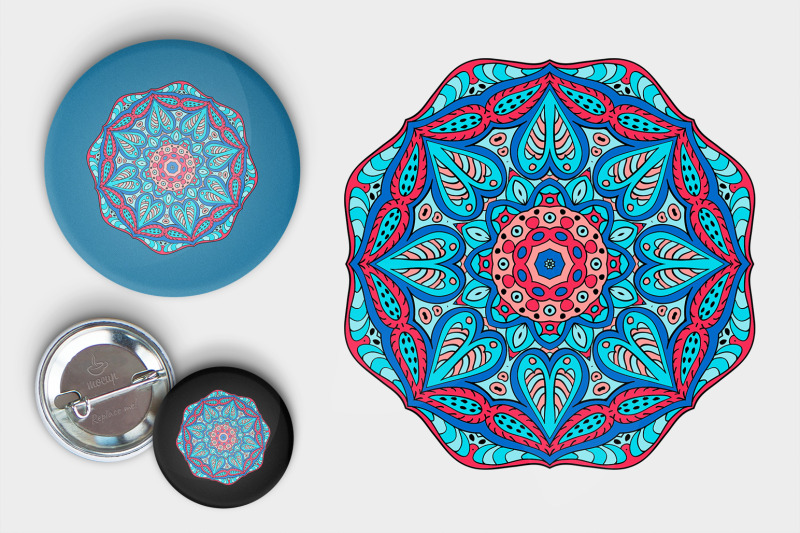 mandala-doodle-drawing-round-ornament-red-and-blue-colors