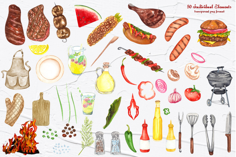 barbeque-watercolor-collection