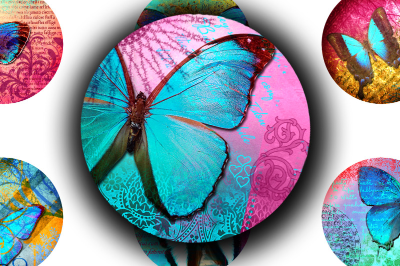 digital-collage-sheet-blue-butterfly