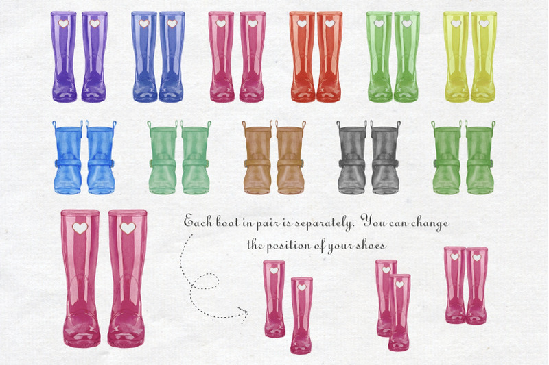 wellies-love-clipart-set