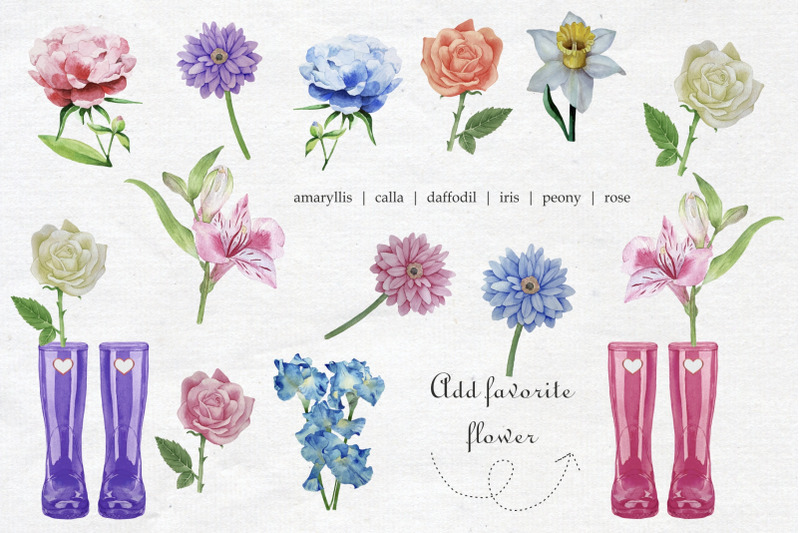 wellies-love-clipart-set