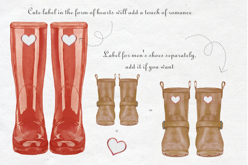 wellies-love-clipart-set