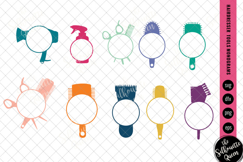 hairdresser-tools-svg-monogram-circle-frames