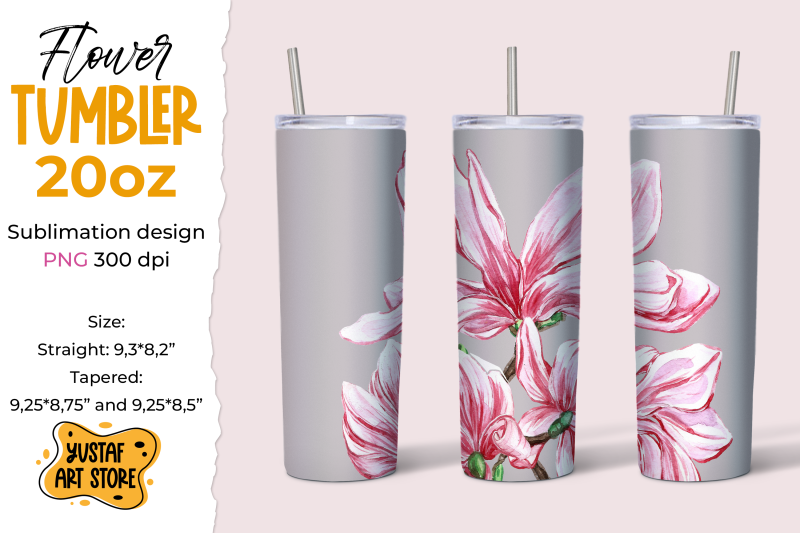 magnolia-tumbler-bundle-4-spring-tumbler-sublimation-design