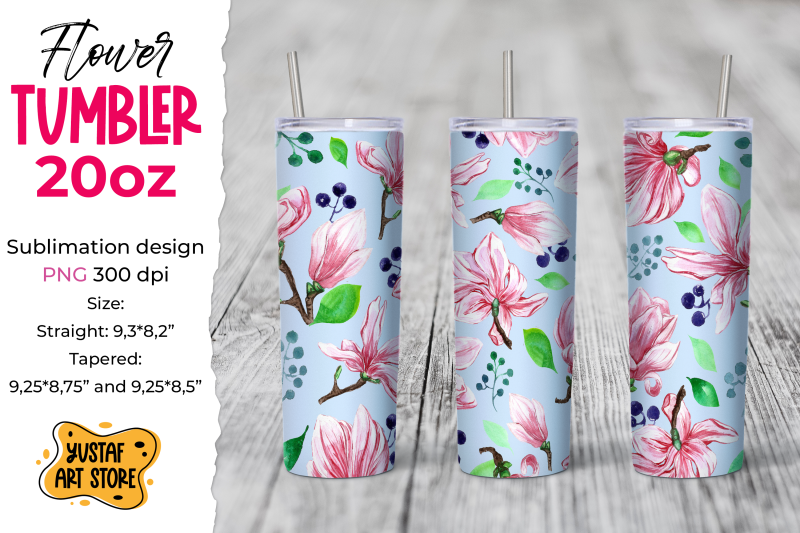 magnolia-tumbler-bundle-4-spring-tumbler-sublimation-design