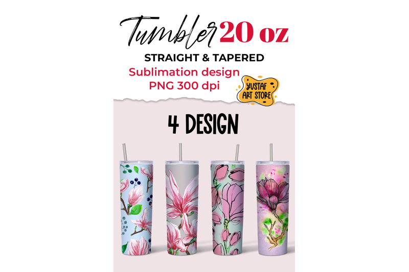 magnolia-tumbler-bundle-4-spring-tumbler-sublimation-design