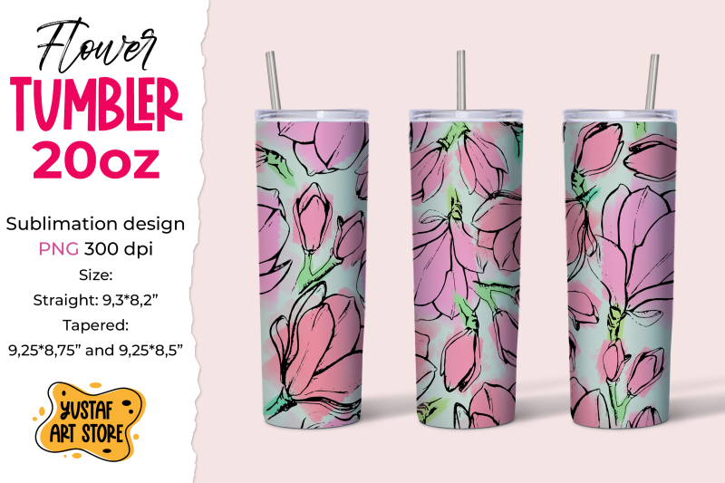 magnolia-tumbler-bundle-4-spring-tumbler-sublimation-design