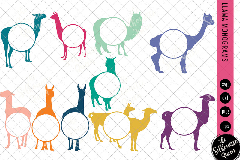 llama-svg-monogram-circle-frames