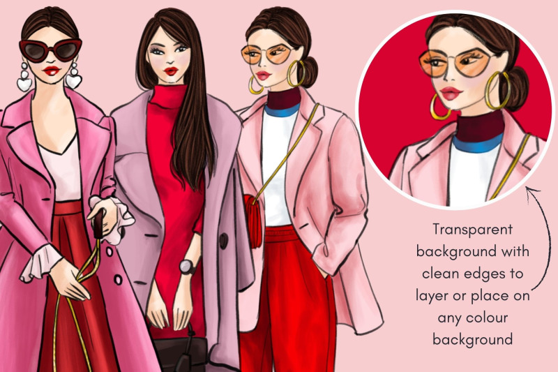 girls-in-red-amp-pink-3-light-skin-watercolor-fashion-clipart