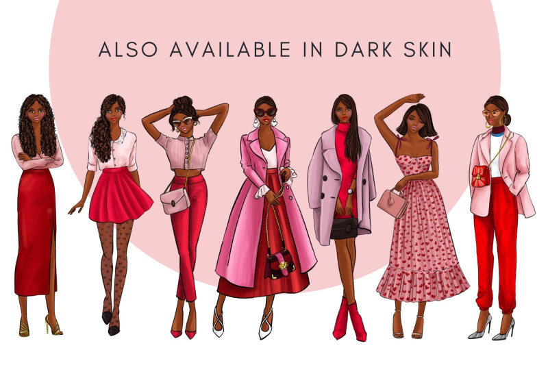 girls-in-red-amp-pink-3-light-skin-watercolor-fashion-clipart