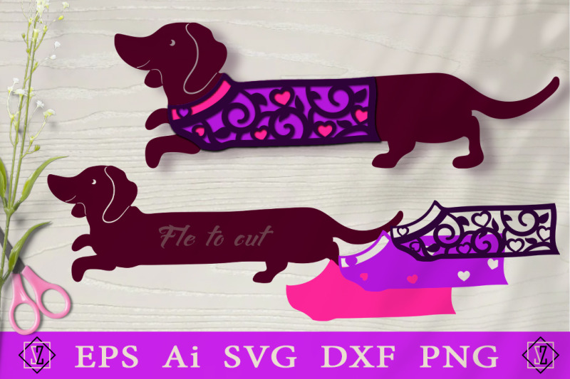 dachshund-in-3d-clothes-with-hearts-file-to-cut-svg