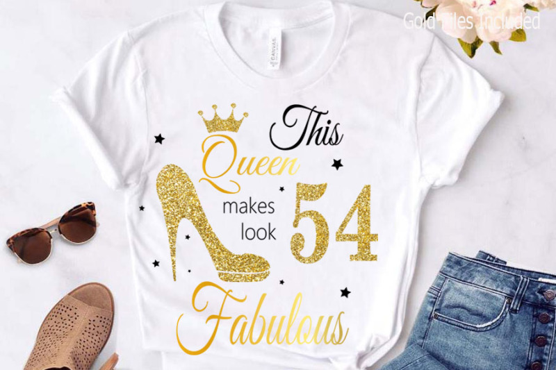 54th-birthday-svg-queen-birthday-54-svg-gold-glitter-54-birthday-svg