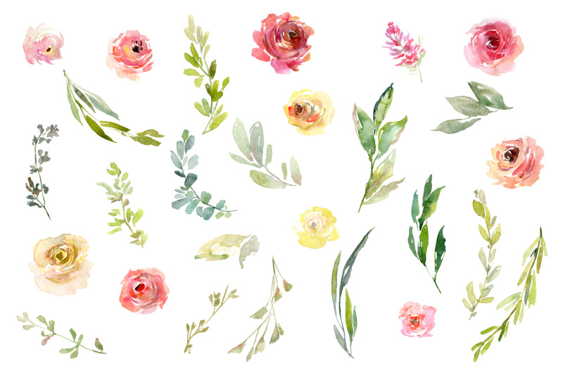 watercolor-spring-flowers-roses