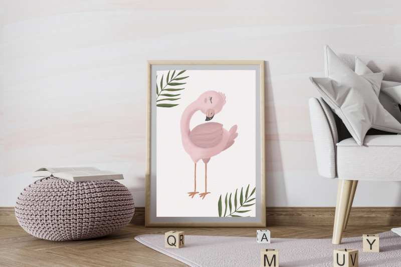 baby-pink-flamingo-clipart-and-seamless-pattern
