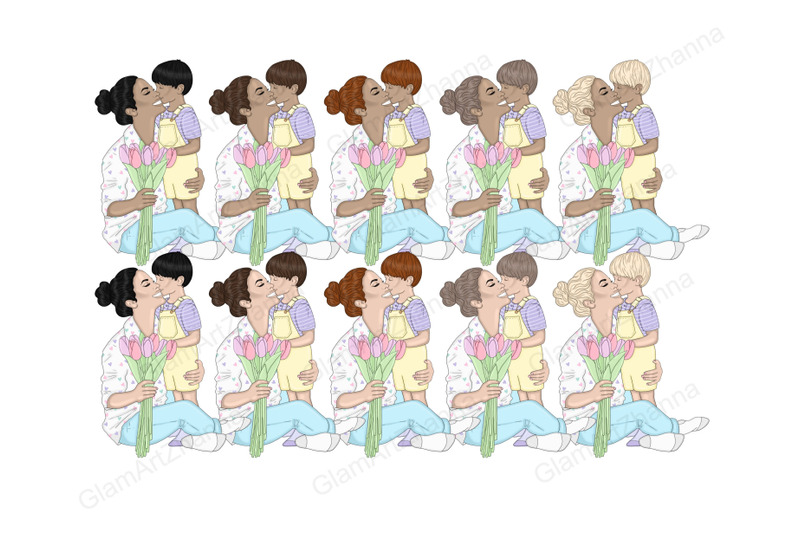 mother-039-s-day-pastel-girls-clipart