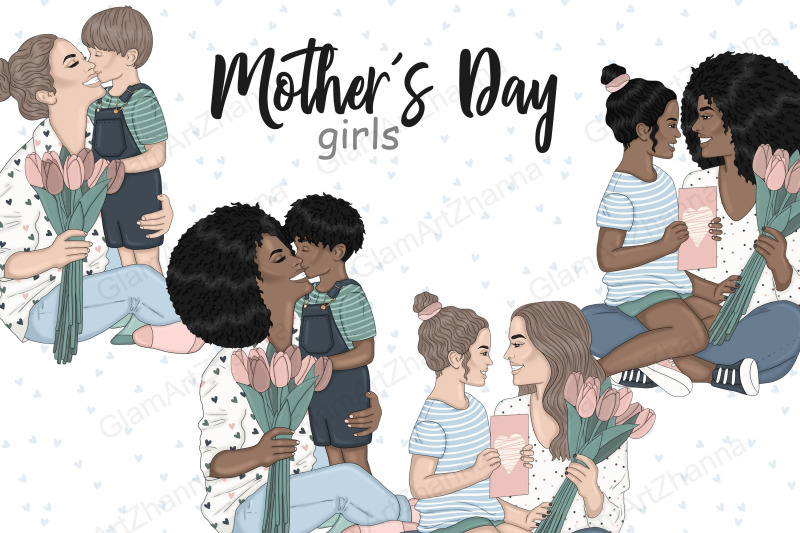 mother-039-s-day-natural-girls-clipart