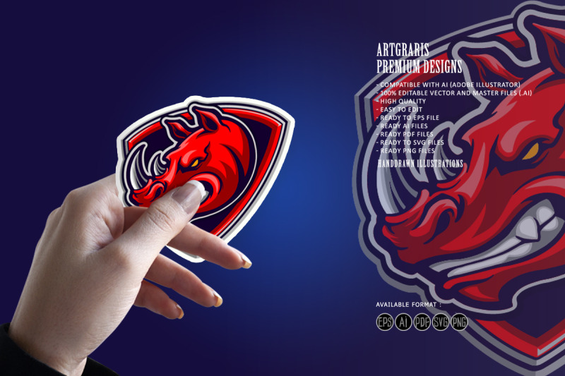 red-rhino-head-mascot-shield-logo