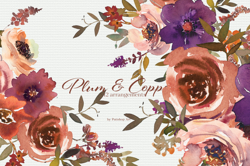 watercolor-plum-amp-copper-floral-huge-set