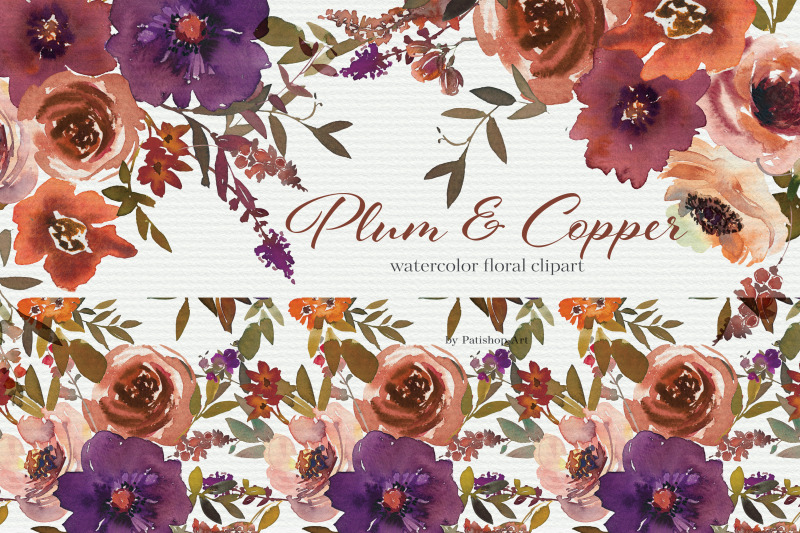 watercolor-plum-amp-copper-floral-huge-set