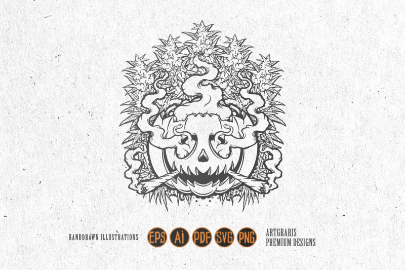 silhouette-halloween-pumpkins-smoke-weed-background