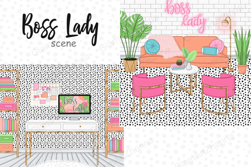 home-workplace-illustration-boss-lady-clipart