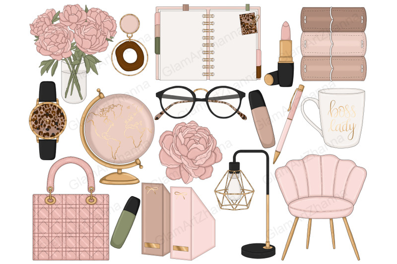 boss-lady-illustration-planner-girl-clipart-bundle