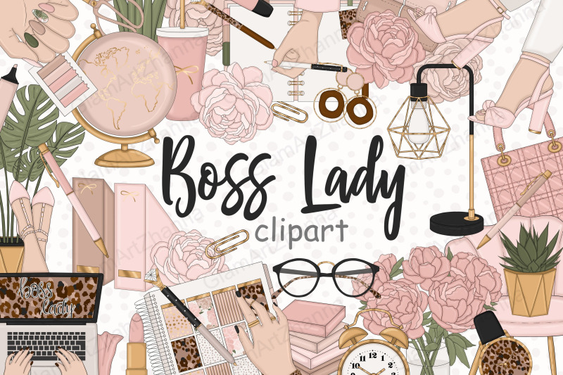 boss-lady-illustration-planner-girl-clipart-bundle