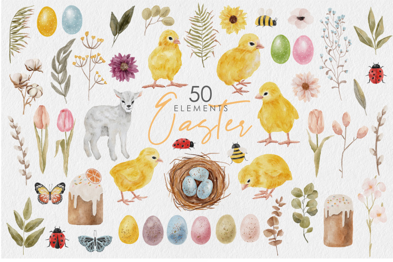 easter-watercolor-clipart-50-digital-spring-elements
