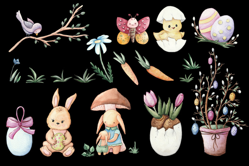 happy-easter-watercolor-elements-clipart