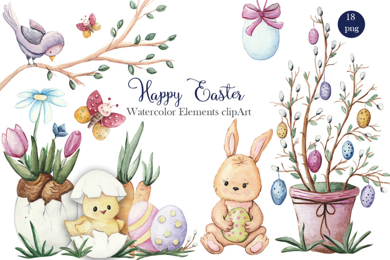 happy-easter-watercolor-elements-clipart