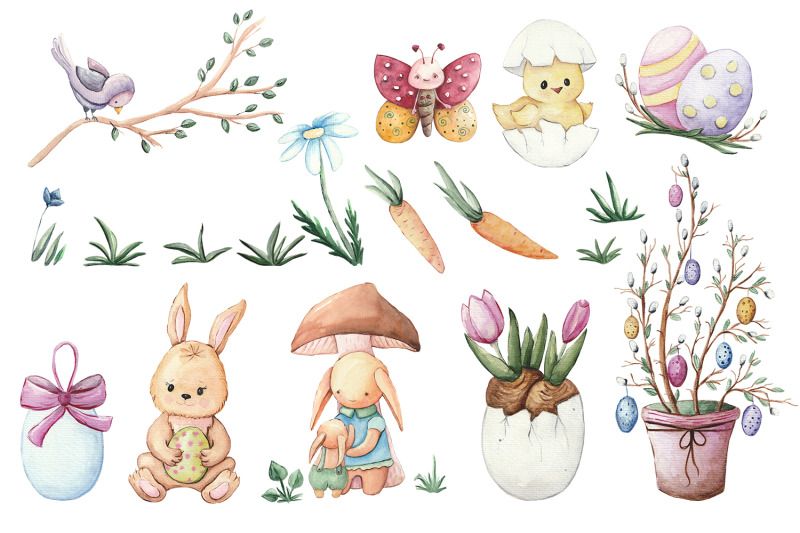 happy-easter-watercolor-elements-clipart