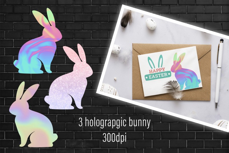 holographic-easter-eggs-clipart-easter-bunny-png-holography