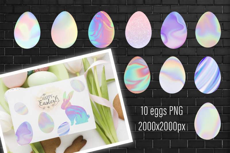 holographic-easter-eggs-clipart-easter-bunny-png-holography