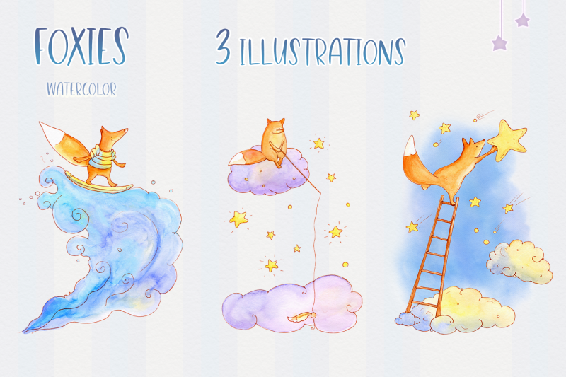 foxies-watercolor-illustrations-png