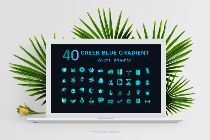 green-blue-gradient-bright-icons-bundle