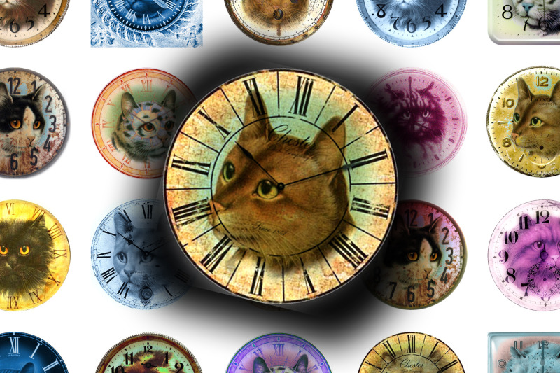 digital-collage-sheet-watches-and-cats