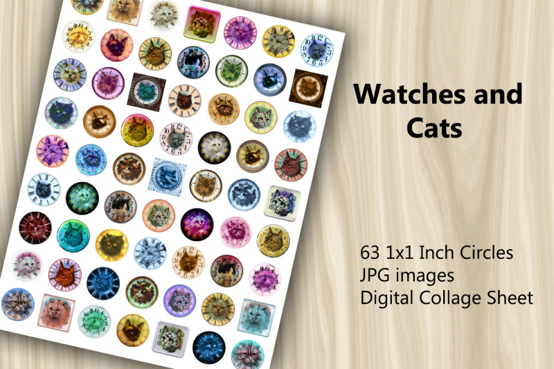 digital-collage-sheet-watches-and-cats