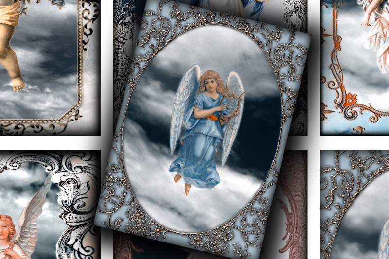 aceo-digital-collage-sheet-vintage-angels