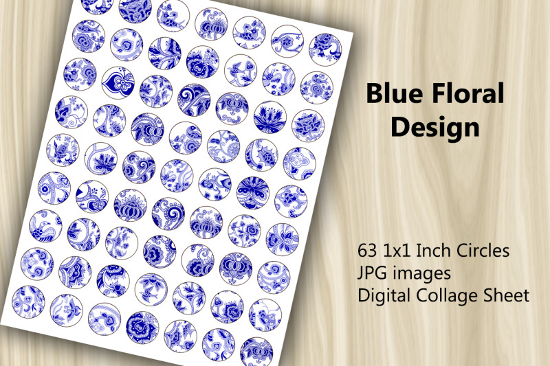 digital-collage-sheet-blue-floral-design