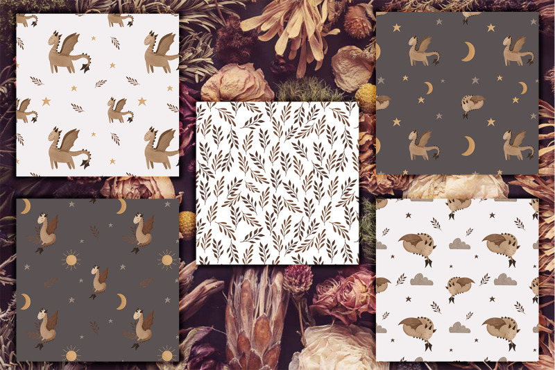 bohemian-fairy-dragon-seamless-pattern