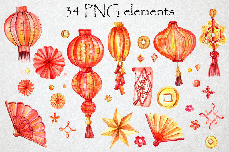 watercolor-chinese-red-lanterns