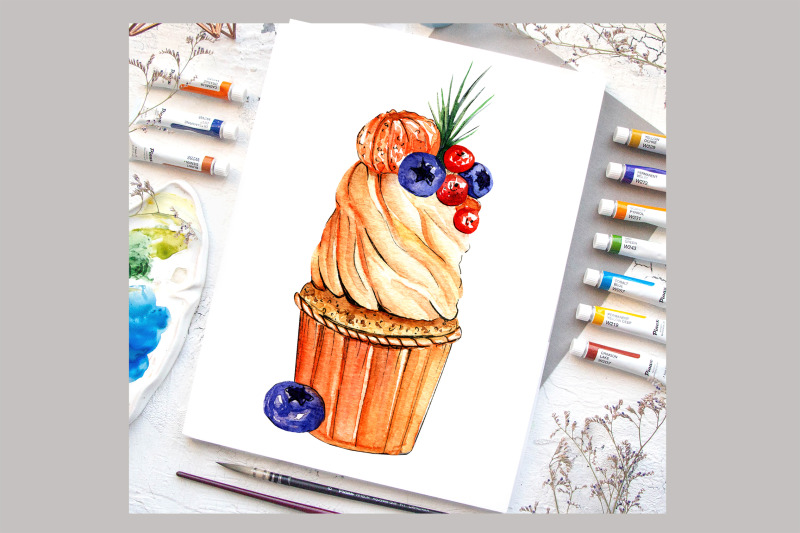 watercolor-cupcake